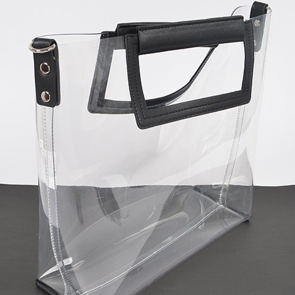 Clear Transparent Large Crossbody Tote - W/ Black Accents - NWT - Picture 3 of 8